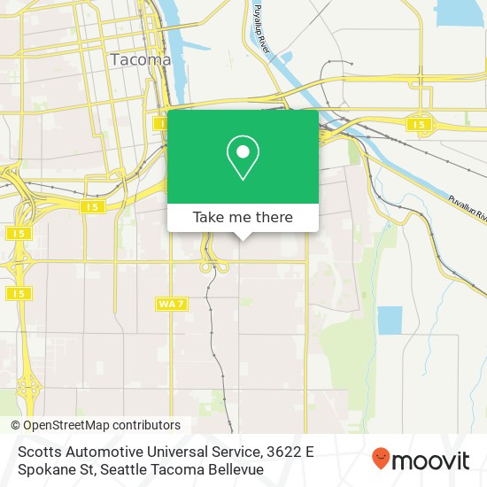 Mapa de Scotts Automotive Universal Service, 3622 E Spokane St