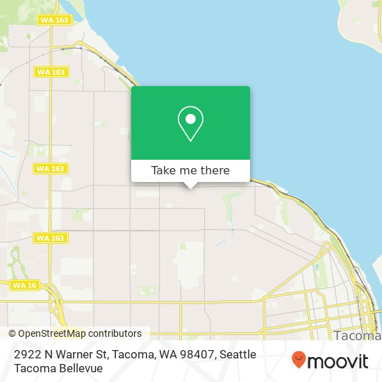 Mapa de 2922 N Warner St, Tacoma, WA 98407