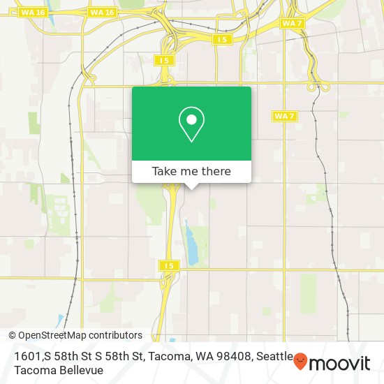 Mapa de 1601,S 58th St S 58th St, Tacoma, WA 98408