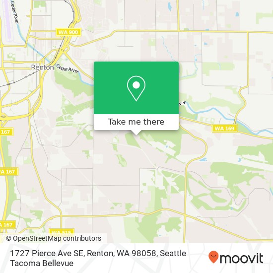 Mapa de 1727 Pierce Ave SE, Renton, WA 98058