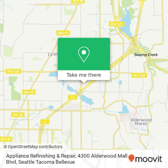 Appliance Refinishing & Repair, 4300 Alderwood Mall Blvd map