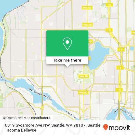 Mapa de 6019 Sycamore Ave NW, Seattle, WA 98107