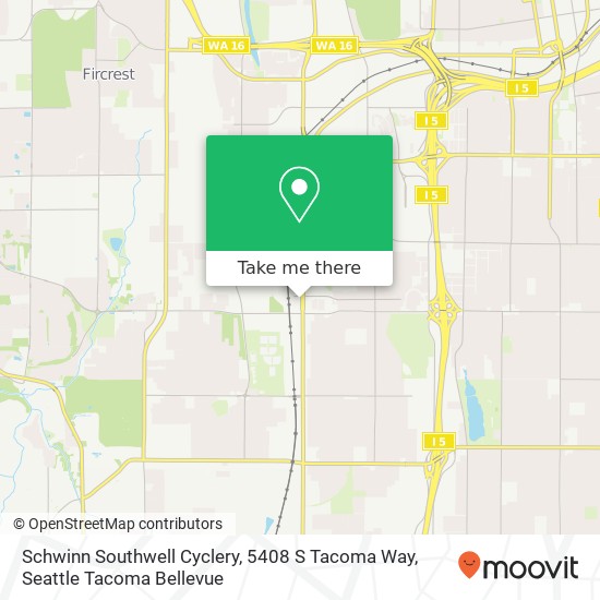 Mapa de Schwinn Southwell Cyclery, 5408 S Tacoma Way