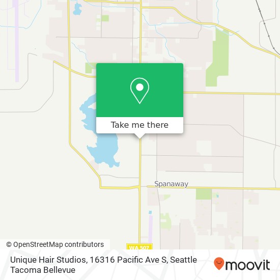 Mapa de Unique Hair Studios, 16316 Pacific Ave S