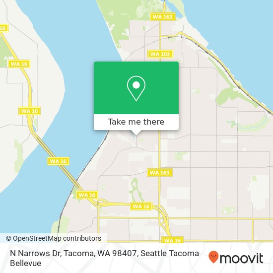 Mapa de N Narrows Dr, Tacoma, WA 98407