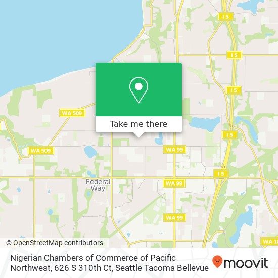 Mapa de Nigerian Chambers of Commerce of Pacific Northwest, 626 S 310th Ct