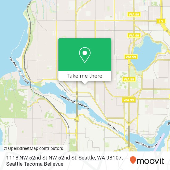 Mapa de 1118,NW 52nd St NW 52nd St, Seattle, WA 98107