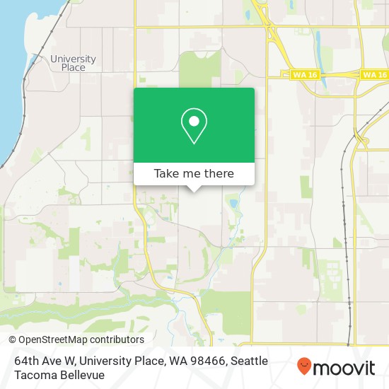 64th Ave W, University Place, WA 98466 map