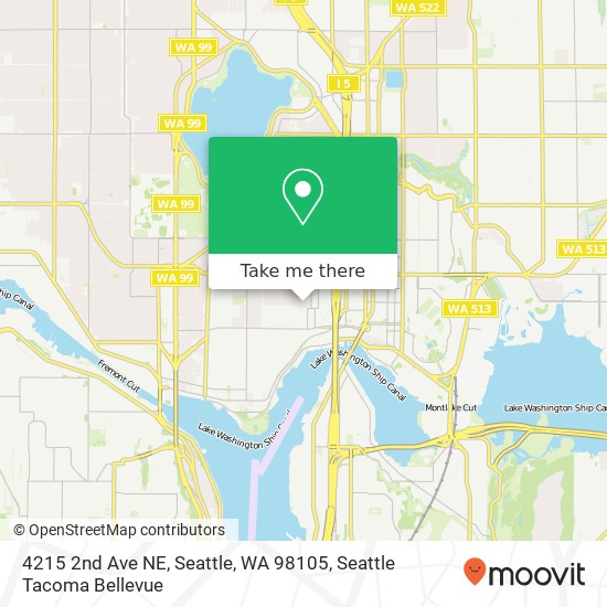 Mapa de 4215 2nd Ave NE, Seattle, WA 98105