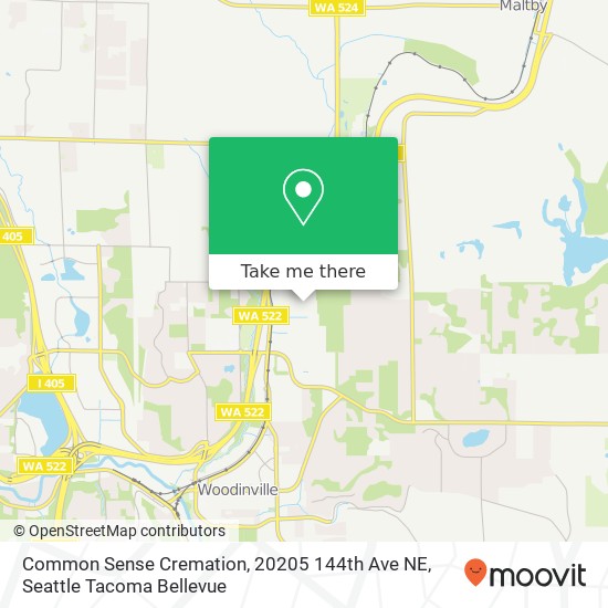 Mapa de Common Sense Cremation, 20205 144th Ave NE
