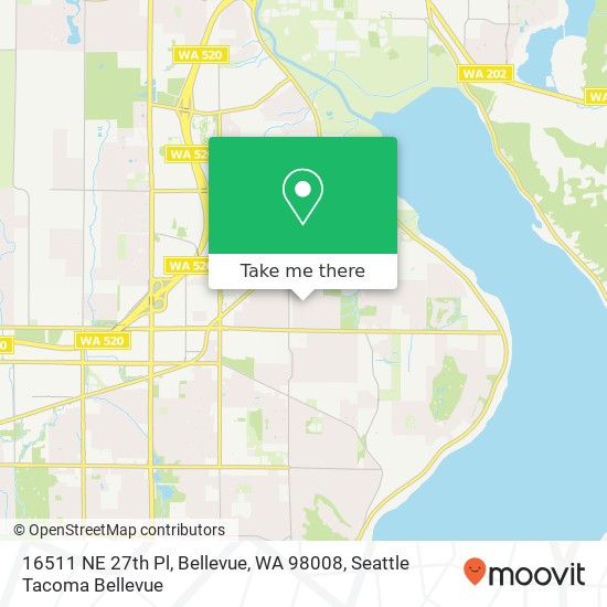 Mapa de 16511 NE 27th Pl, Bellevue, WA 98008