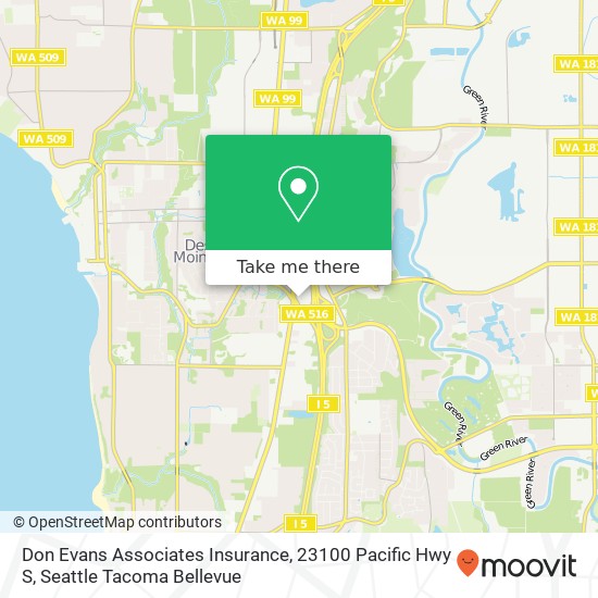 Mapa de Don Evans Associates Insurance, 23100 Pacific Hwy S