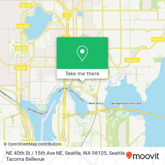 Mapa de NE 40th St / 15th Ave NE, Seattle, WA 98105