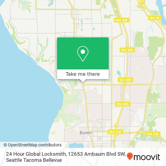 Mapa de 24 Hour Global Locksmith, 12653 Ambaum Blvd SW