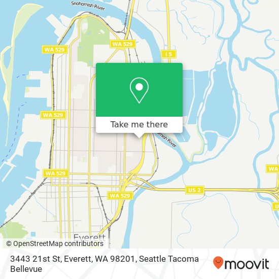 Mapa de 3443 21st St, Everett, WA 98201