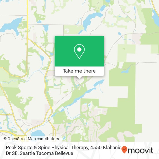 Mapa de Peak Sports & Spine Physical Therapy, 4550 Klahanie Dr SE