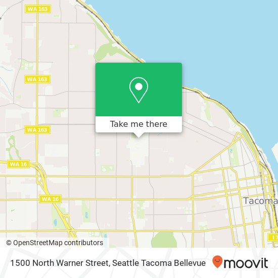 Mapa de 1500 North Warner Street, 1500 N Warner St, Tacoma, WA 98416, USA