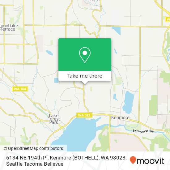 Mapa de 6134 NE 194th Pl, Kenmore (BOTHELL), WA 98028