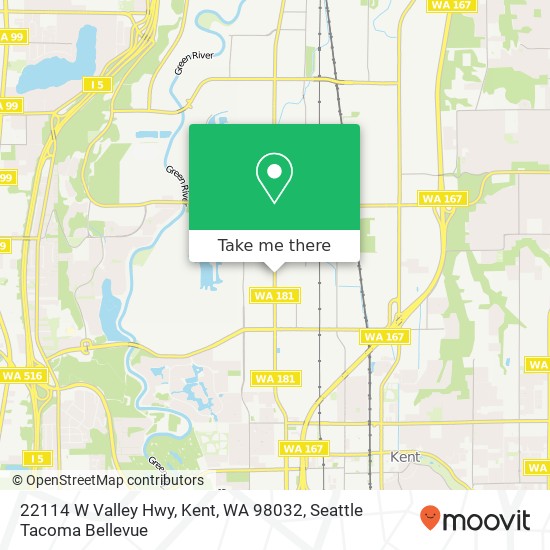 Mapa de 22114 W Valley Hwy, Kent, WA 98032