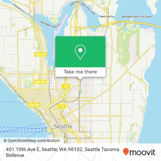Mapa de 401 10th Ave E, Seattle, WA 98102