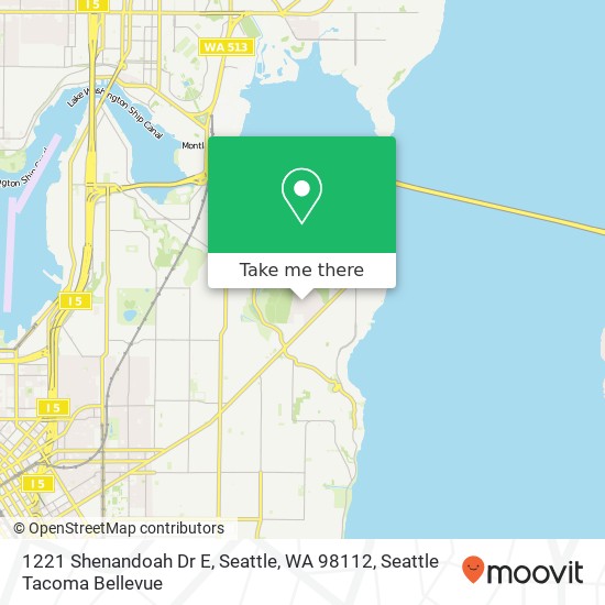Mapa de 1221 Shenandoah Dr E, Seattle, WA 98112