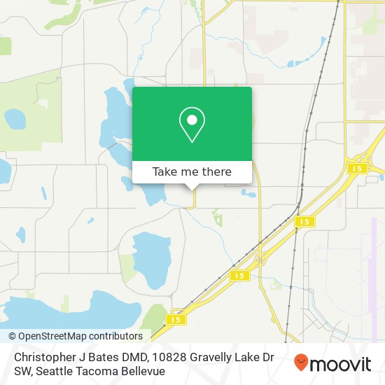 Mapa de Christopher J Bates DMD, 10828 Gravelly Lake Dr SW