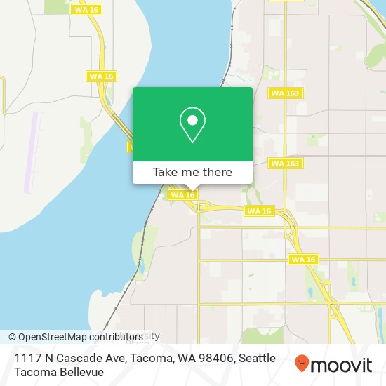 Mapa de 1117 N Cascade Ave, Tacoma, WA 98406
