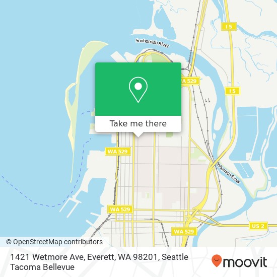 Mapa de 1421 Wetmore Ave, Everett, WA 98201