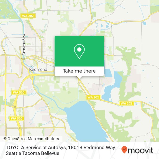 Mapa de TOYOTA Service at Autosys, 18018 Redmond Way
