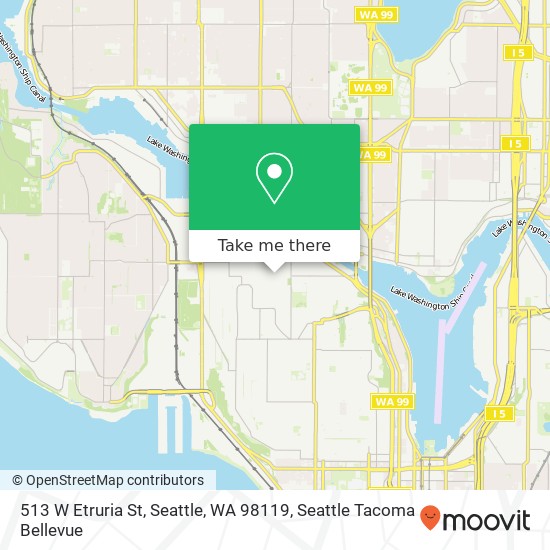 Mapa de 513 W Etruria St, Seattle, WA 98119