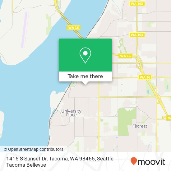 Mapa de 1415 S Sunset Dr, Tacoma, WA 98465