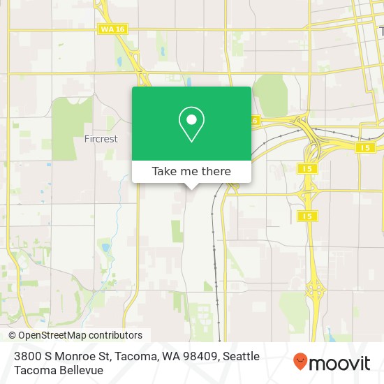 Mapa de 3800 S Monroe St, Tacoma, WA 98409