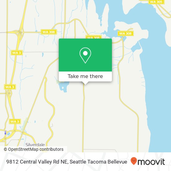 Mapa de 9812 Central Valley Rd NE, Poulsbo, WA 98370