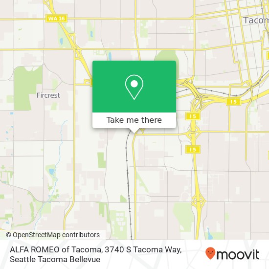 ALFA ROMEO of Tacoma, 3740 S Tacoma Way map