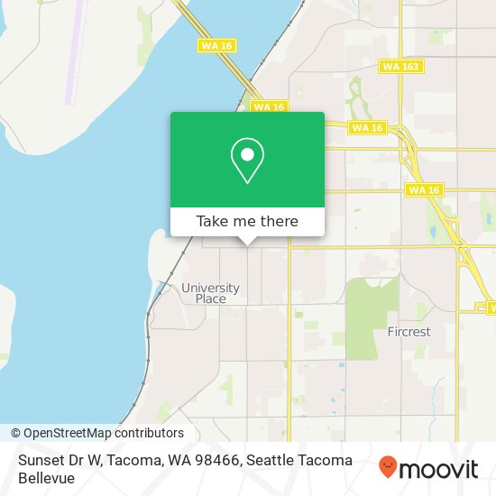Mapa de Sunset Dr W, Tacoma, WA 98466