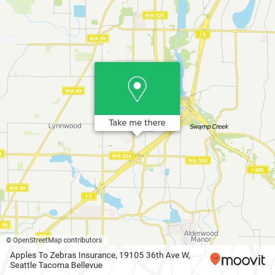 Mapa de Apples To Zebras Insurance, 19105 36th Ave W