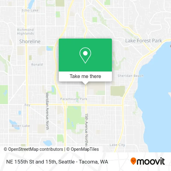 NE 155th St and 15th map