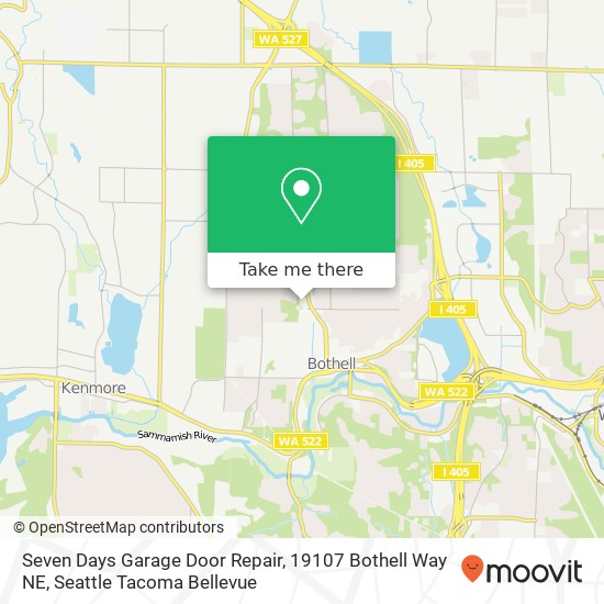 Mapa de Seven Days Garage Door Repair, 19107 Bothell Way NE