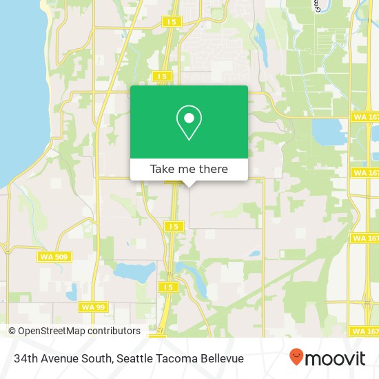 34th Avenue South, 34th Ave S, Federal Way, WA 98001, USA map