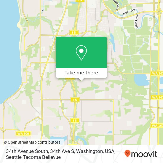 34th Avenue South, 34th Ave S, Washington, USA map