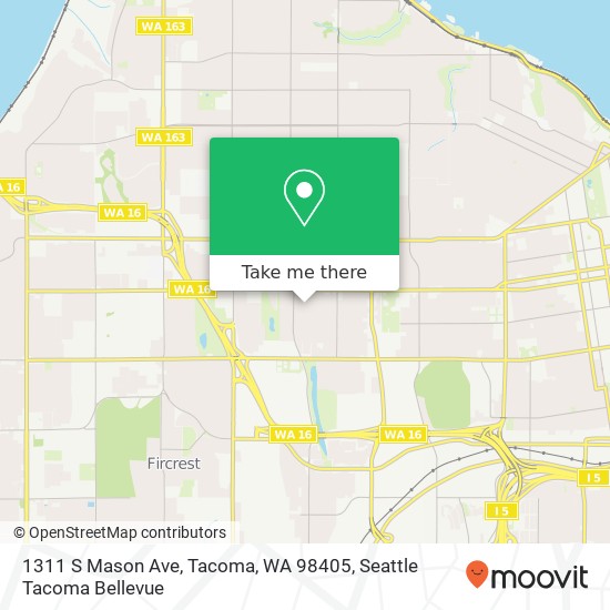 Mapa de 1311 S Mason Ave, Tacoma, WA 98405