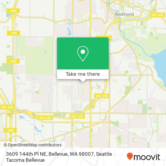 Mapa de 3609 144th Pl NE, Bellevue, WA 98007