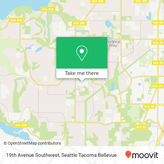 Mapa de 19th Avenue Southwest, 19th Ave SW, Federal Way, WA 98023, USA