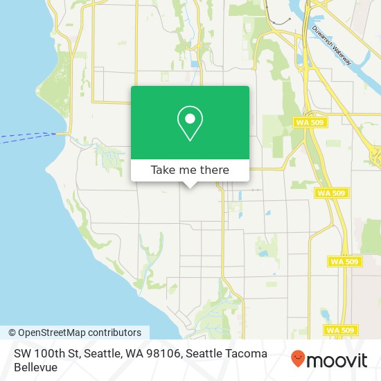 Mapa de SW 100th St, Seattle, WA 98106