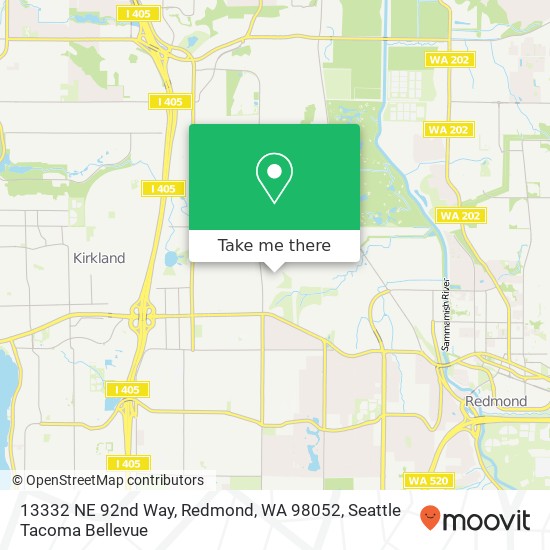 Mapa de 13332 NE 92nd Way, Redmond, WA 98052