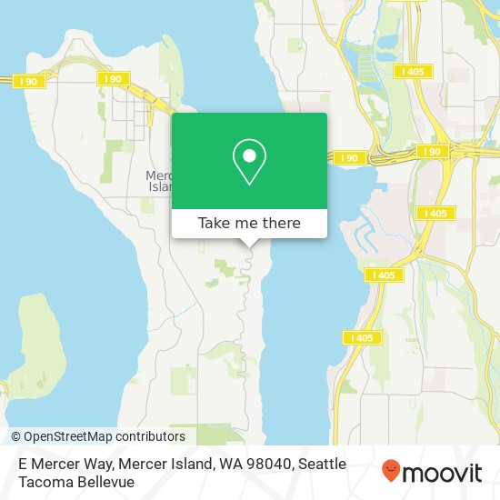 Mapa de E Mercer Way, Mercer Island, WA 98040