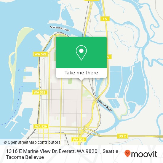 Mapa de 1316 E Marine View Dr, Everett, WA 98201