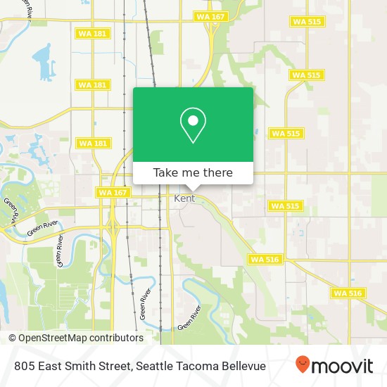 Mapa de 805 East Smith Street, 805 E Smith St, Kent, WA 98030, USA