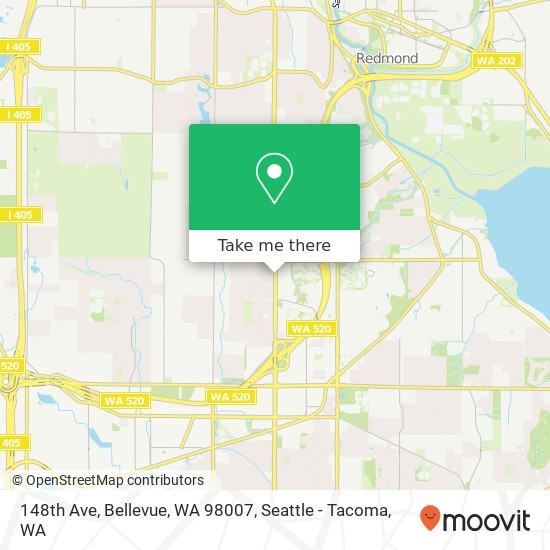 148th Ave, Bellevue, WA 98007 map