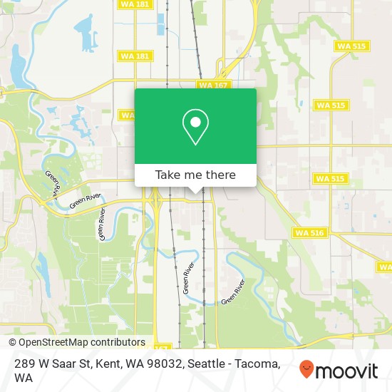 Mapa de 289 W Saar St, Kent, WA 98032